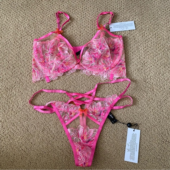 For Love And Lemons Hibiscus Embroidery Bra and Thong Panty - Picture 7 of 13